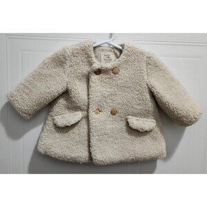 Zara Mini Collection Baby Girl Jacket Faux Rough Sherpa Shearling Size 1-3 M